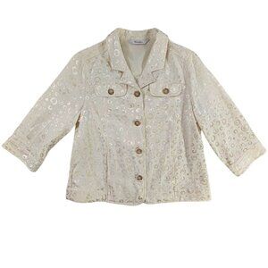Tan Jay Champagne Shimmer Jacket Womens 12 Mob Wife Mother of the Bride Elegant‎